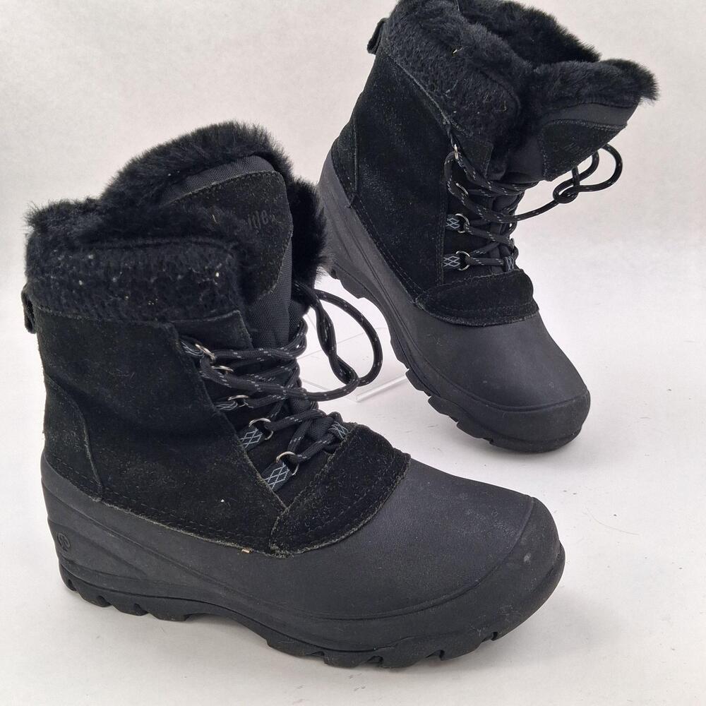 Northside Boots Womens Size 9 Black Snow Ankle Faux Fur Winter Lace Up